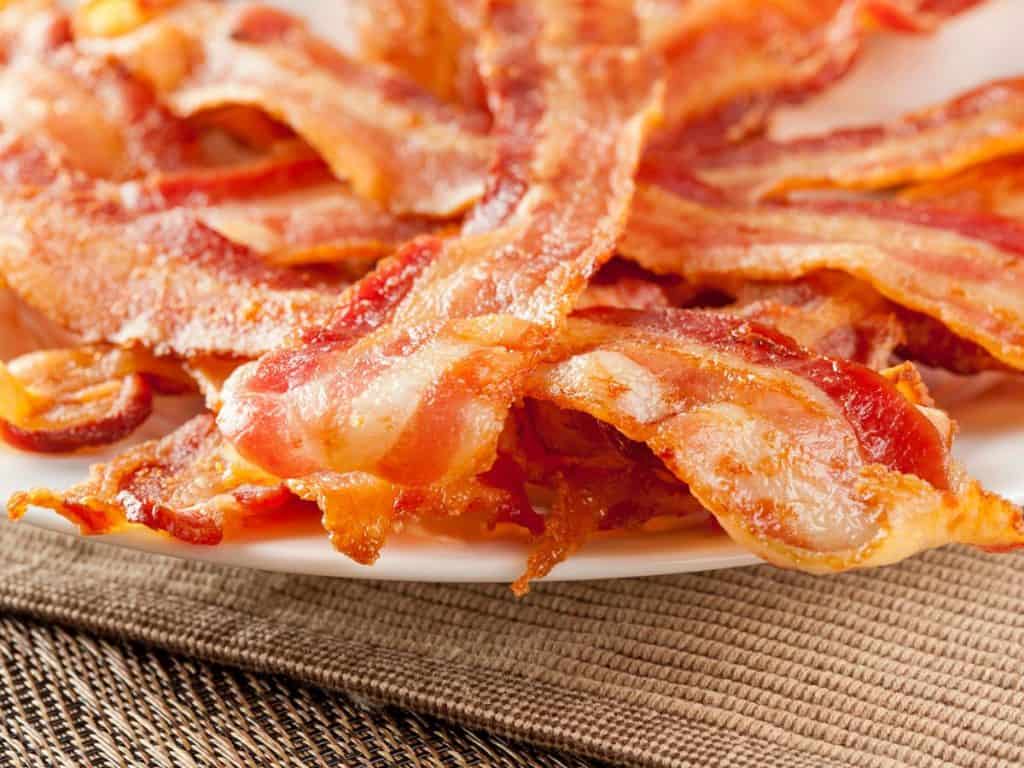 A delicious plate of cooked bacon.