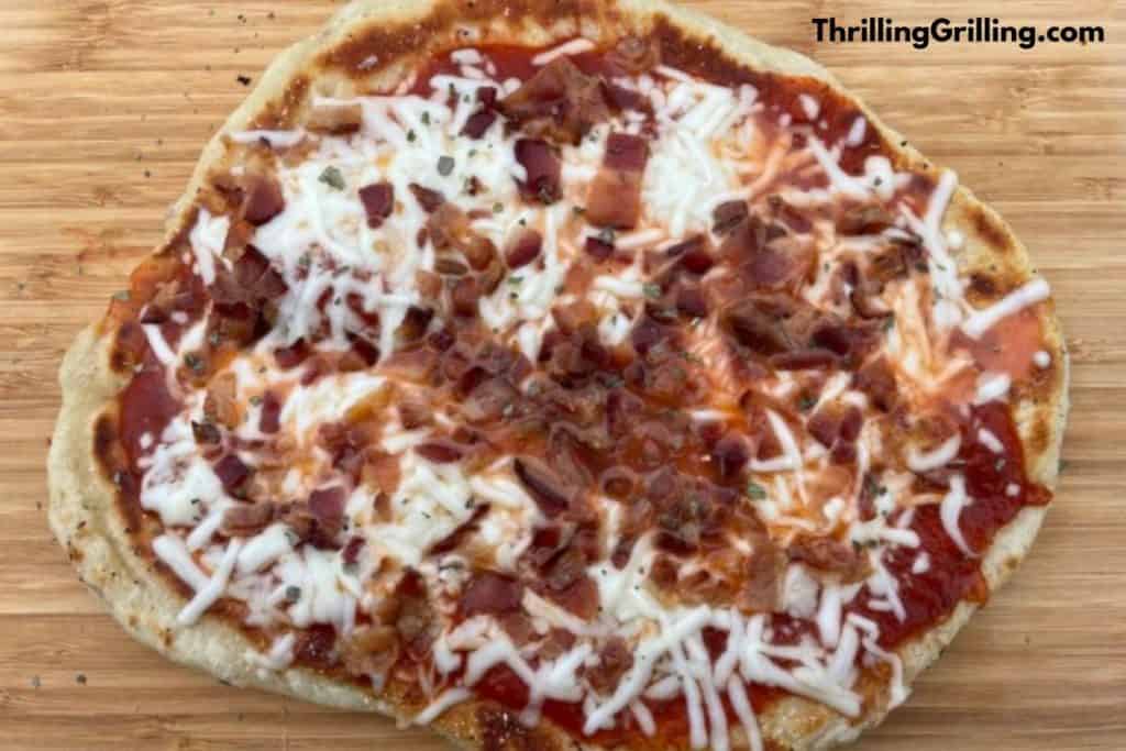 Bacon topped Blackstone pizza 