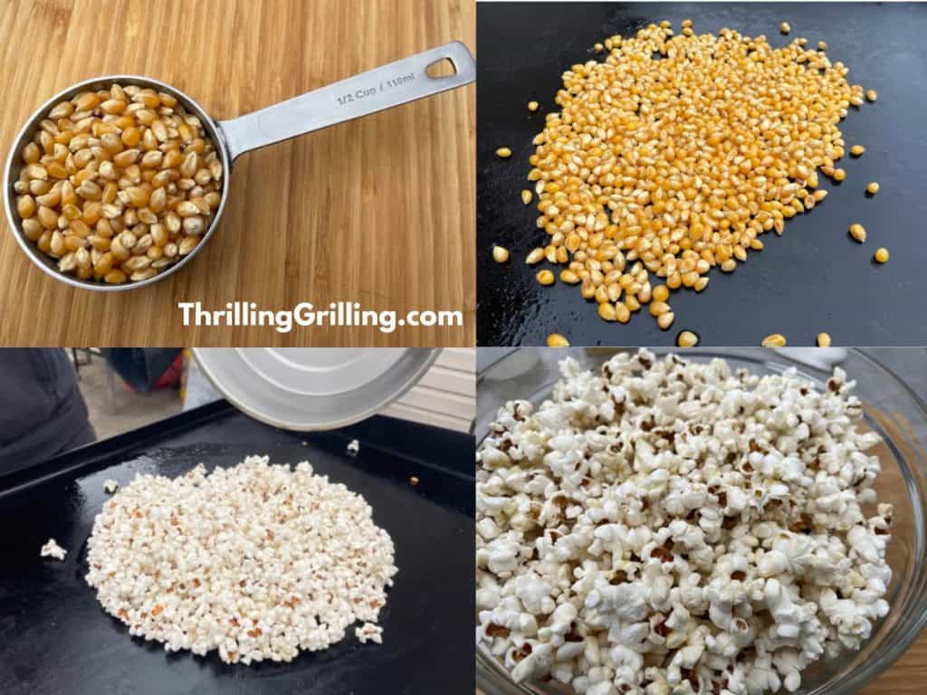 Step by step process of making Blackstone popcorn