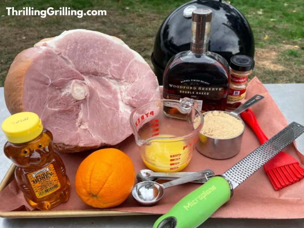 ingredients for my double smoked ham and honey bourbon glaze