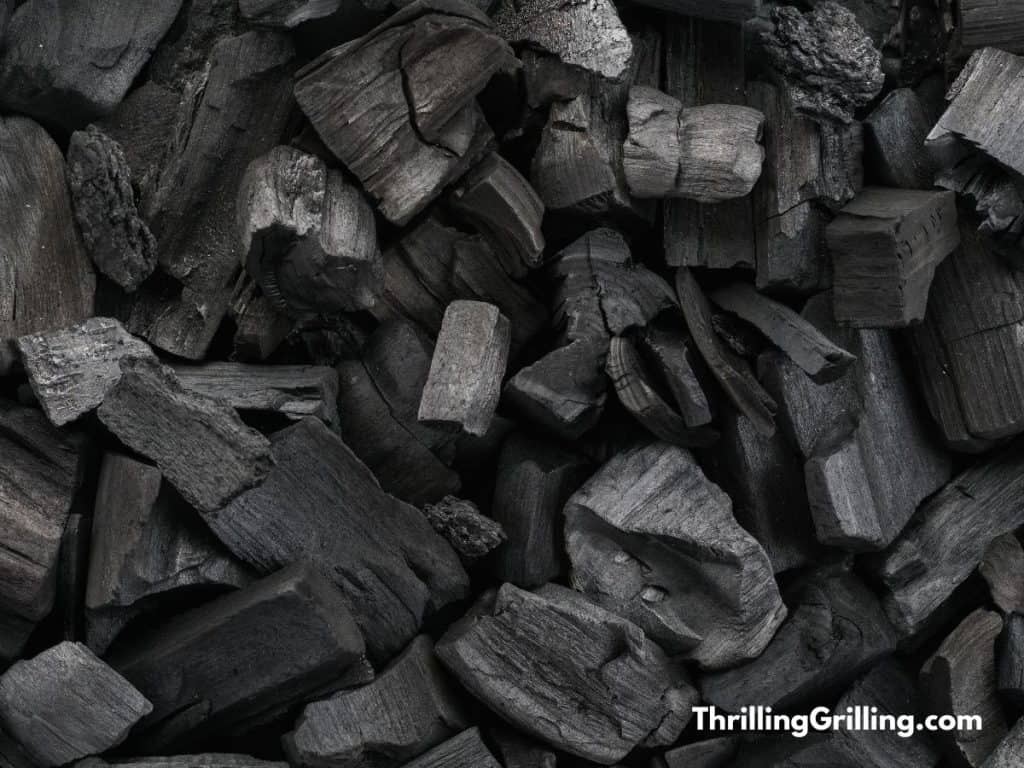 A pile of lump charcoal.