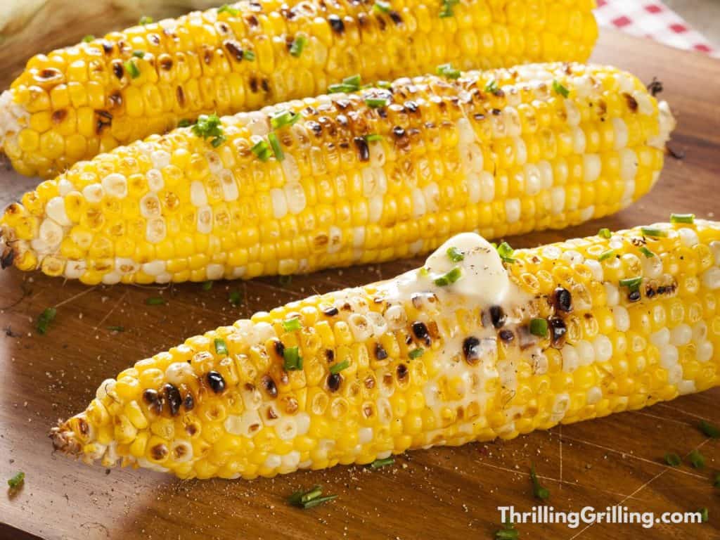 Deliciously grilled frozen corn on the cob dripping with butter