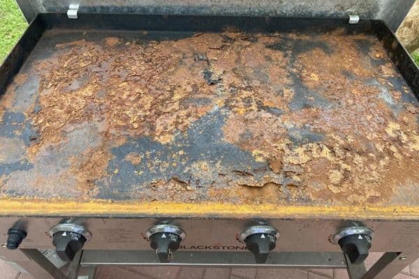 A disgustingly rusty and nasty Blackstone griddle